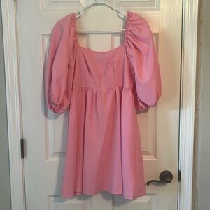 SHEIN Pink Puff Sleeve Dress